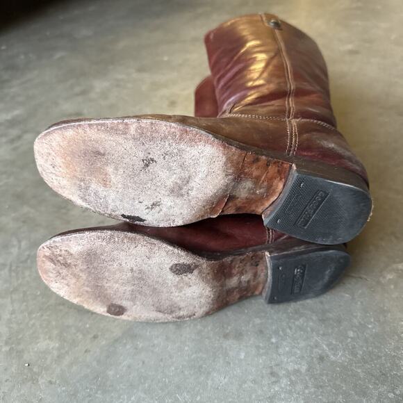 Frye Boots Melissa Button Tall Leather Riding Western 77167 Redwood Merlot 7B - Picture 8 of 14